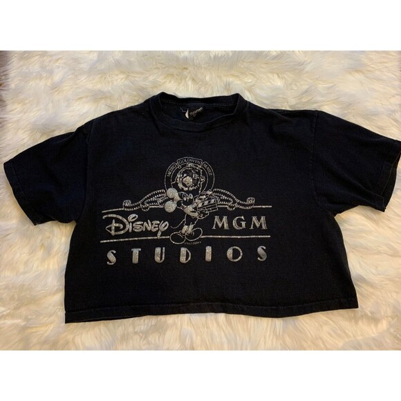 Disney MGM Studios 1987 Diamond Dust Black Cropped T-Shirt One Size Unisex USA - Picture 2 of 8